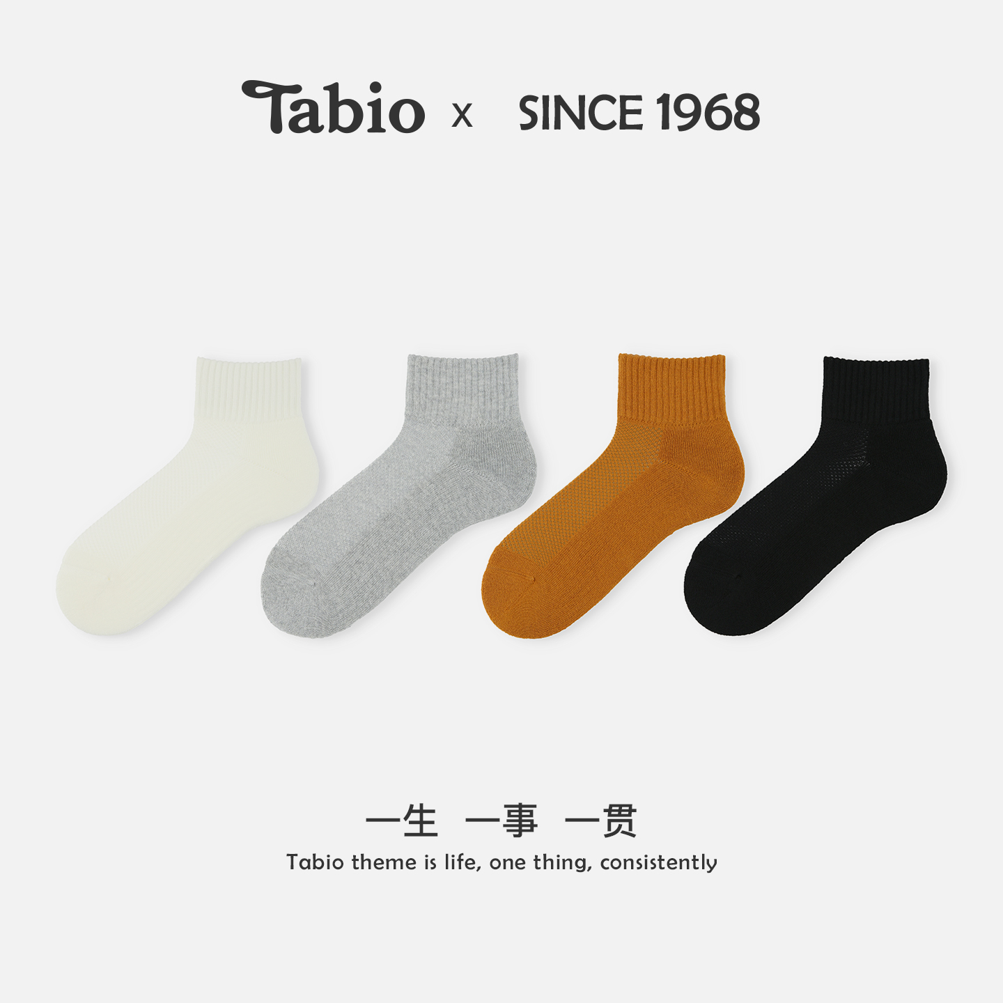 Tabio无骨袜子男款秋冬舒适商务休闲运动百搭网眼透气毛巾底男袜