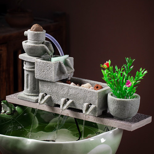 竹旋律人造石鱼缸过滤器造景