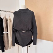 针织衫 高领蝙蝠袖 长袖 女慵懒宽松显瘦质感毛衣绝美巨好看气质上衣