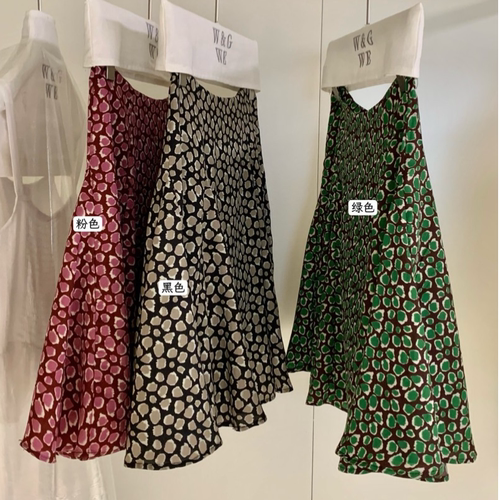 中古法式a字碎花半身裙女夏季