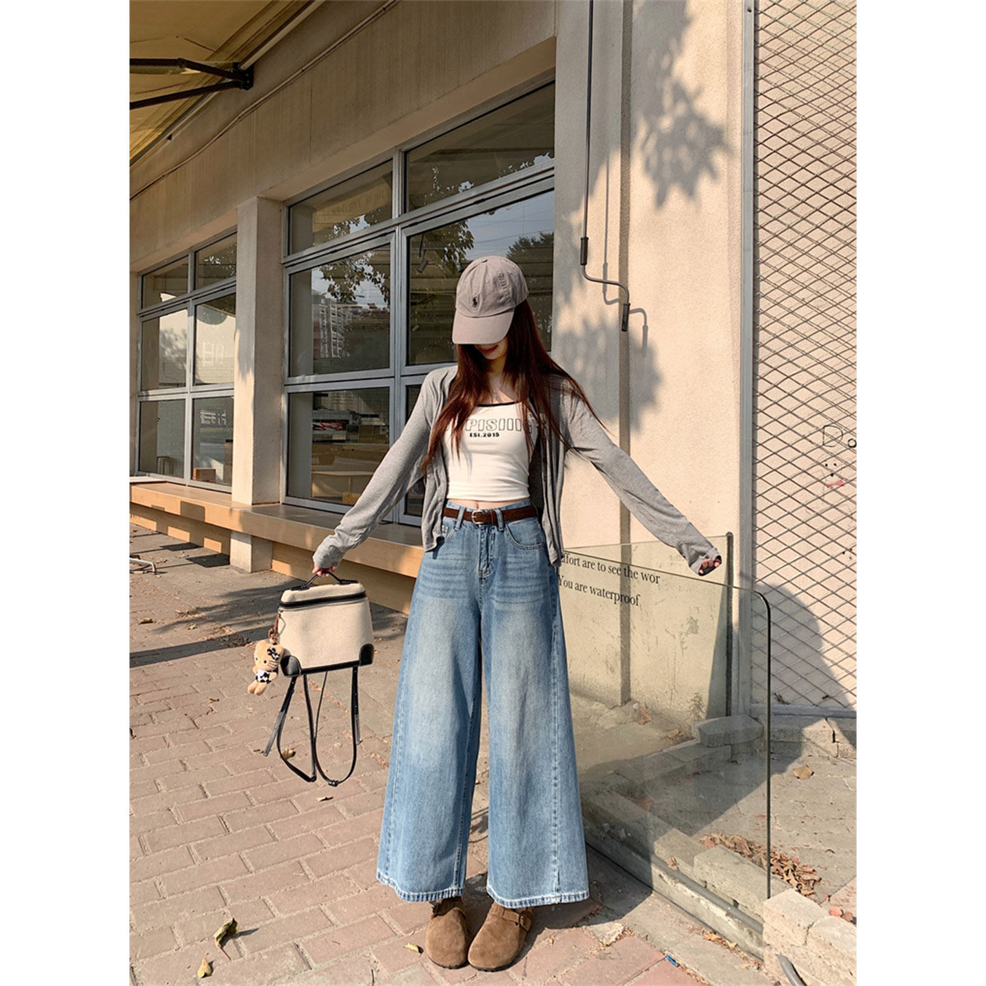 蓝色复古刺绣阔腿牛仔裤女2026春季高腰显瘦a字直筒小个子九分裤,女装/女士精品,牛仔裤,淘宝优惠券,粉丝福利购,淘宝优惠卷