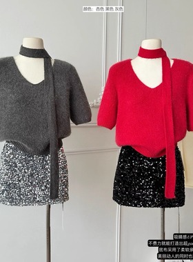 独特巨好看的亮片黑色半身裙女秋冬亮闪闪高腰a字显瘦包臀短裙子