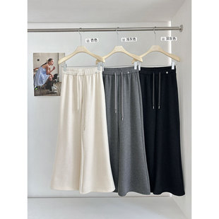 秋冬加绒垂感百搭直筒喇叭裤 仿羊绒加厚阔腿裤 休闲裤 新款 子女春季