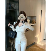 显瘦海军领长袖 气质修身 针织衫 女绝美巨好看 2026春季 打底衫 新款