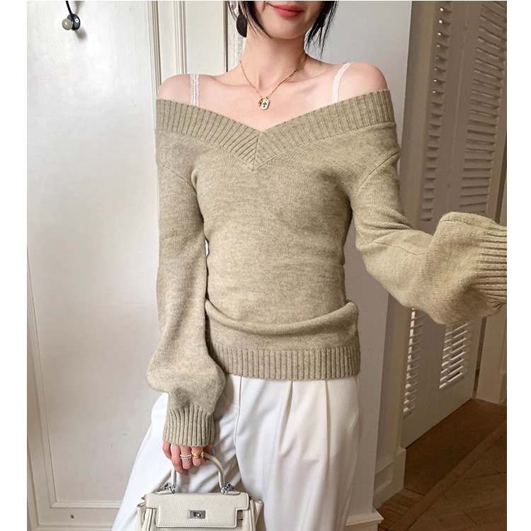 深冬独特内搭白色毛衣打底衫