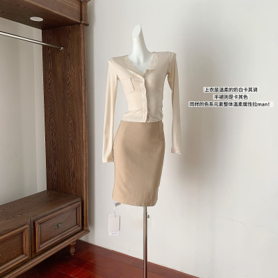 【原板1：1】驼色后开叉半身裙