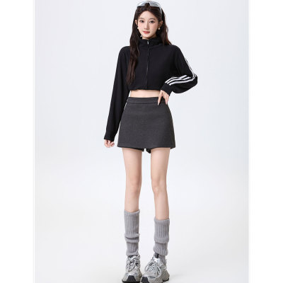 【赠运费险】灰色毛呢半身裙裤