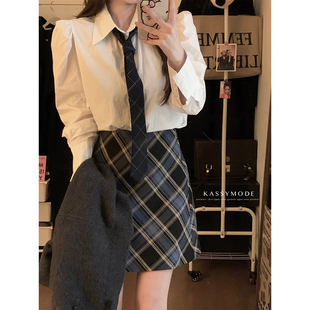 韩系学院风减龄a字半身裙2026春夏季绝美巨好看的jk裙子格子短裙