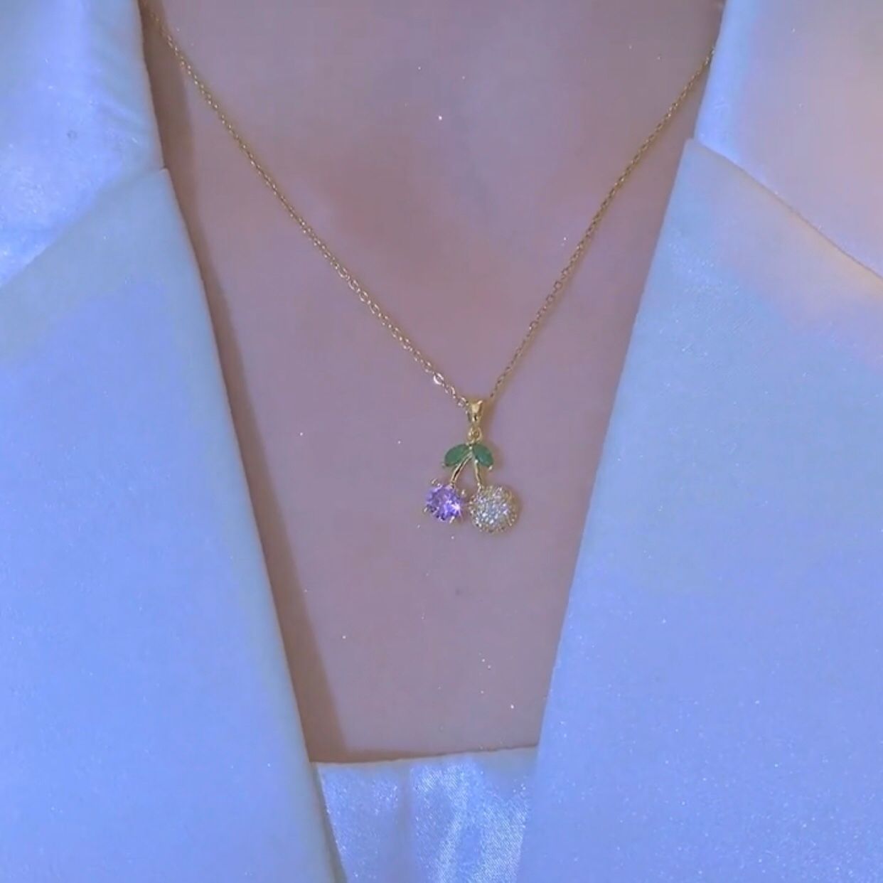 夏季樱桃钛钢项链女轻奢小众