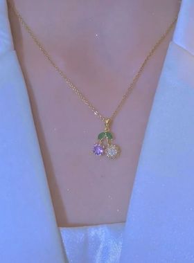 夏季樱桃钛钢项链女轻奢小众