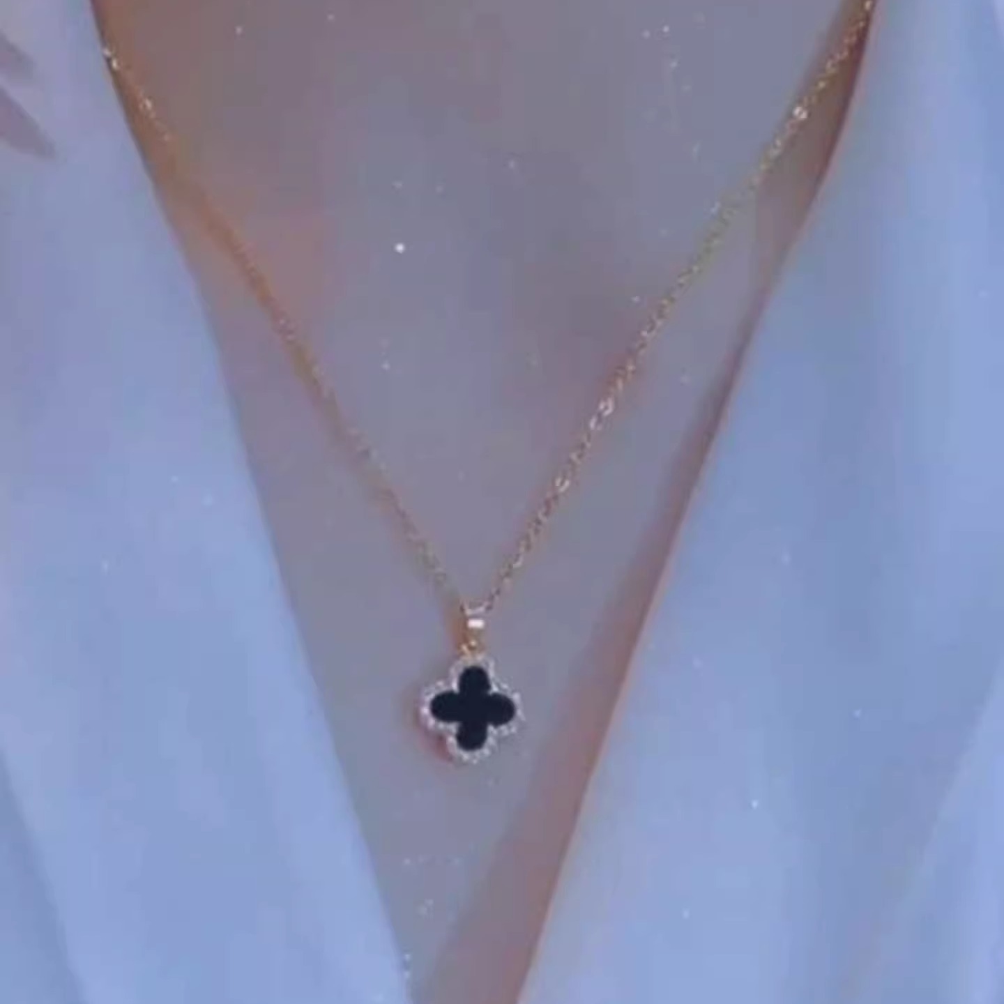 气质四叶花钛钢项链女轻奢锁骨链