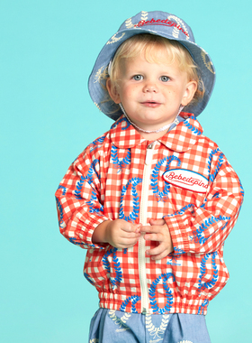 BEBEDEPINO贝贝品诺春款婴儿夹克红色格子满印百搭外套舒适上衣