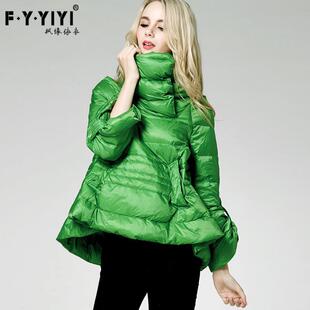 90白鸭绒欧货时尚A字大码轻薄短款小个子高领羽绒服女式潮ins
