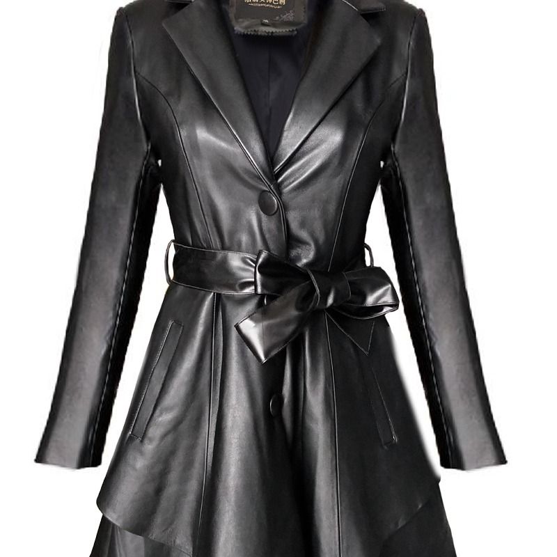 海羊宁皮绵长皮衣女狸毛