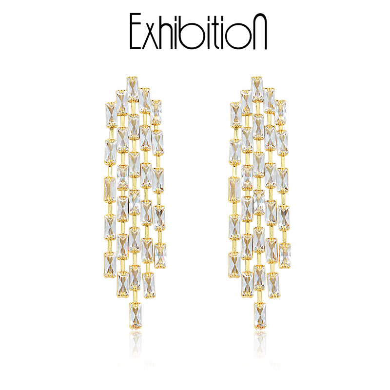 览物馆冷淡风锆石流苏耳钉