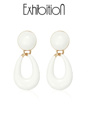 Exhibition/览物馆白色耳钉女轻奢耳饰个性独特j简约设计感耳环