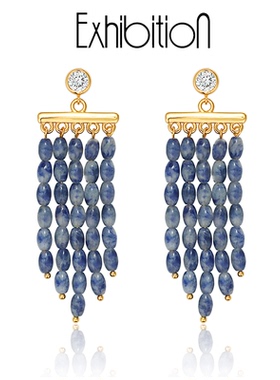 Exhibition/览物馆流苏耳环女纯银小众设计感耳坠水钻耳挂耳饰