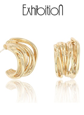 Exhibition/览物馆C形耳环女轻奢气质金属感耳饰欧美个性高级耳钉