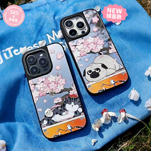 吾皇猫巴扎黑新款手机壳iPhone17Pro Max适用MagSafe磁吸苹果16Pro15镜面可爱卡通女保护套14