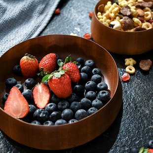 乌檀木整木实木木碗沙比利抗菌成人儿童宝宝日式木饭碗托盘点心盘