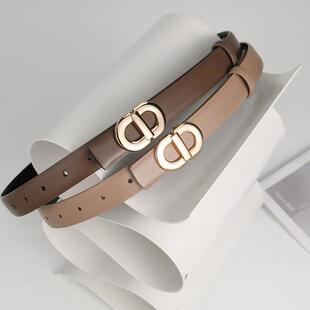 百搭两用裤 饰腰带细时尚 带潮 风衣装 双面皮带女真皮配裙子毛衣西裤