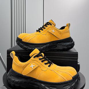 男鞋2025冬季新款超火老爹鞋小众贝壳头鞋子男士厚底内增高休闲鞋