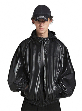 O'1WDC 「叠影」蝙蝠袖连帽皮衣夹克