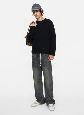 O'1WDC 「十字工会」提花加绒牛仔裤