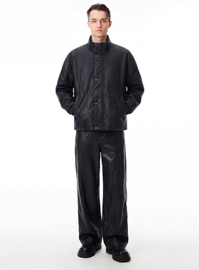 O'1WDC 「复合甲」褶皱PU羽绒服