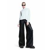 「流光轨迹」褶皱哑光阔腿皮裤 1WDC