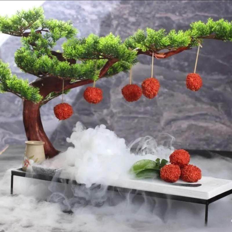网红复古荔枝意境盘根雕摆妃子笑虾球迎客松装饰盘子菜干冰菜品