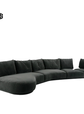 HEISHE DURANTE杜兰特沙发别墅大户型客厅旋转弧形雪尼尔布艺沙发