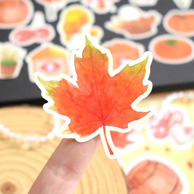 折页藏秋创意秋天主题红叶贴纸