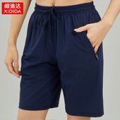 马拉松五分短裤 跑步中裤 冰丝女夏口袋速干轻薄宽松透气健身运动裤