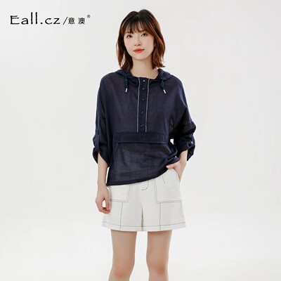 【超能小太阳】休闲连帽上衣简约时尚潮流卫衣宽松女装米色S32116