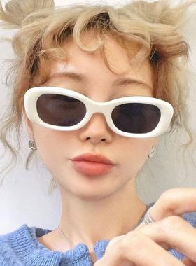 欧美白色小框太阳镜防紫外线墨镜