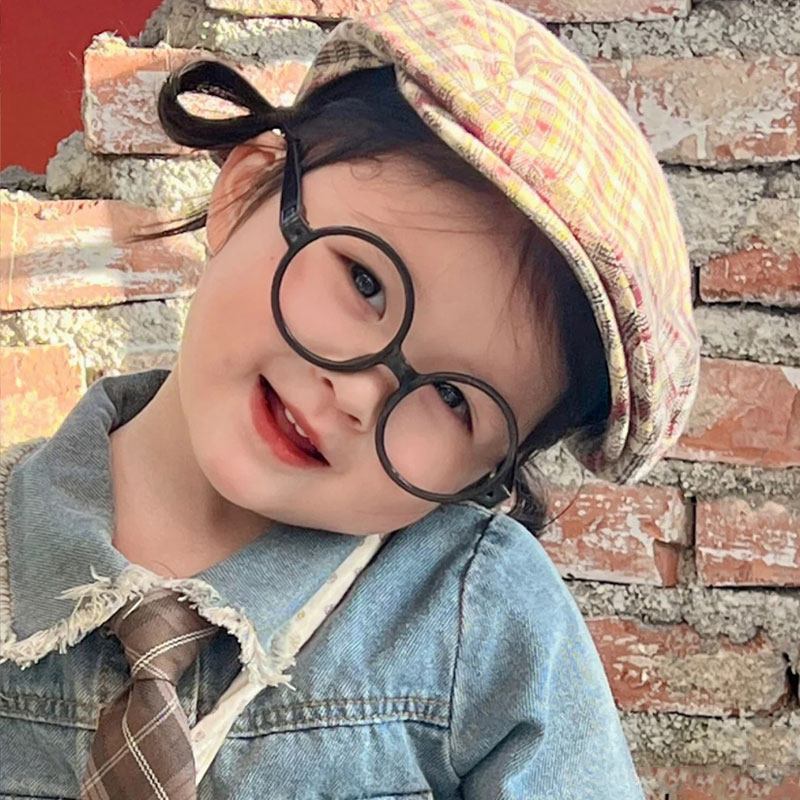 儿童眼镜框宝宝可爱圆形眼镜男女童婴幼儿拍照凹造型无镜片眼镜框