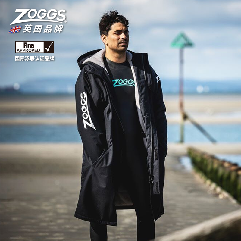 英国ZOGGS  中长款专业游泳冬训大衣男女过膝大衣防寒保暖
