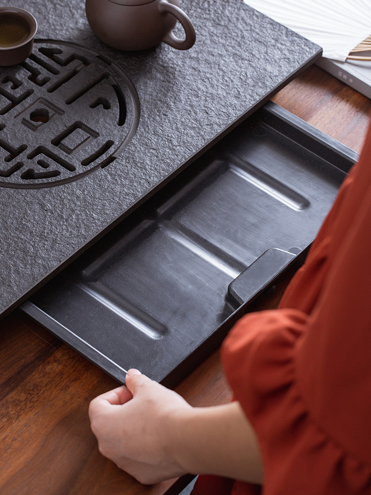 黑金石头茶盘家用托盘小干输液桌茶桌托盘排水托盘排水型功夫无障