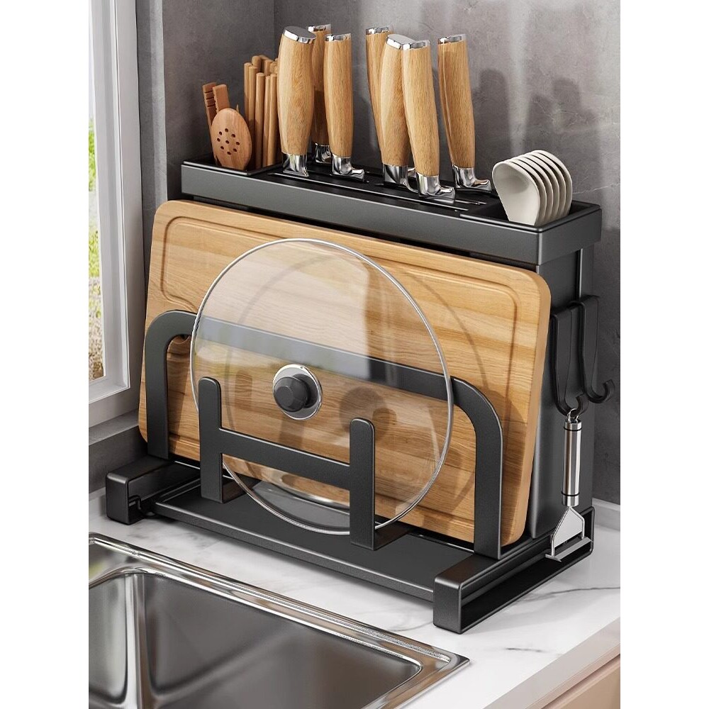 日本进口厨房刀架置物架放菜刀筷子砧板锅盖菜板台面多功能刀具一