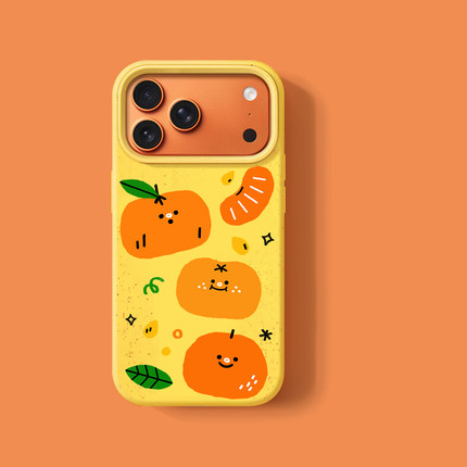 秋橘子小众设计新款17pro磁吸壳橙黄色手机壳iPhone17promax16pro全包15/14plus13/12防摔保护壳软边可爱