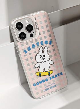 创意可爱兔子适用苹果15promax新款16plus防摔保护壳14pro/13/12p可爱女款白色手机套镭射小众个性手机壳