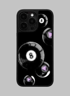 MOMO CASE原创设计台球创意手机壳适用苹果16promax全包14plus13/12防摔小众保护壳软边防摔17pro磨砂黑8