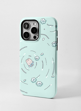 MOMO CASE春季新款原创温泉兔子适用于iPhone15promax手机壳mate70pro硬壳苹果14pro卡通可爱萌系