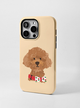MOMO CASE原创设计可爱小狗手机壳16promax全包iphone15pro14plus防摔简约插画艺术 泰迪毛绒小狗