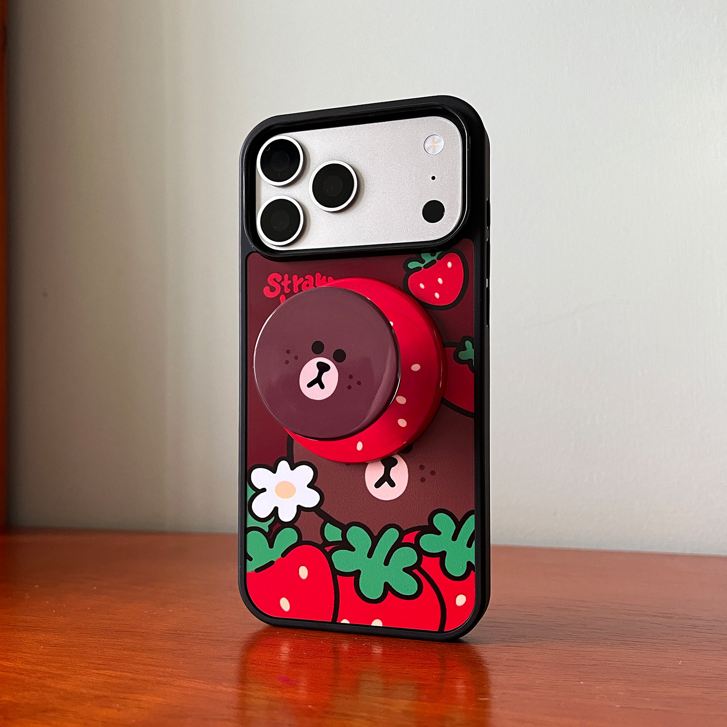 布朗熊卡通iPhone18promax手机壳17pro磁吸支架磨砂黑16max草莓小熊可爱保护套15可妮兔14莎莉鸡