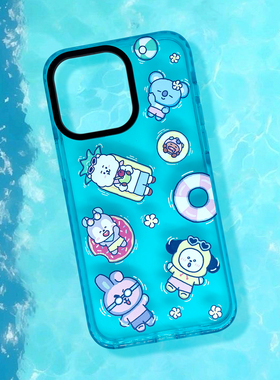 BT21防弹少年团手机壳适用苹果16promax全包15/14plus13/12防摔小众保护壳软边 新款防摔17pro蓝色海洋壳