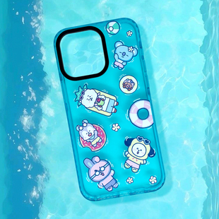 BT21防弹少年团手机壳适用苹果16promax全包15/14plus13/12防摔小众保护壳软边 新款防摔17pro蓝色海洋壳