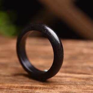 披毛犀角雕刻黑金戒指跑环文玩手串配饰竹丝纹鱼子纹清晰高端收藏