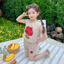 六岁女童夏季短裤套装休闲百搭款通用幼儿园服装同款ins风可爱